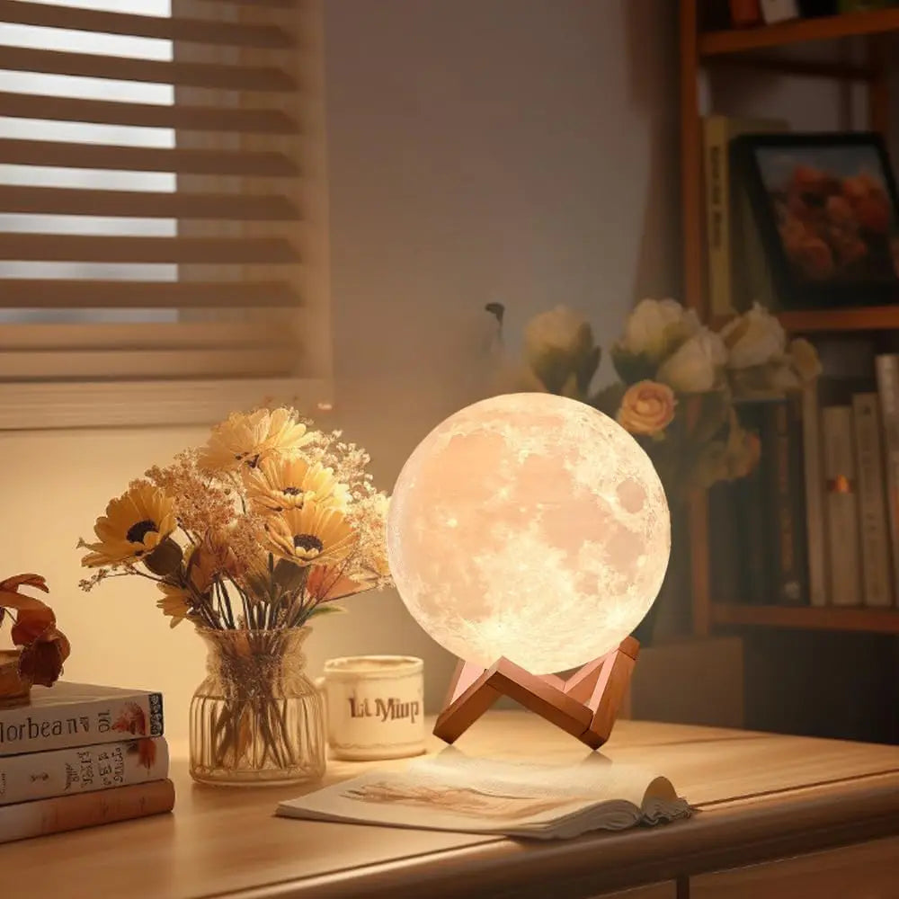 16 Colors LED Night Light for Kids 3D Printing Moon Light Remote Touch Control Moon Lamp for Kid Friend Birthday Gift