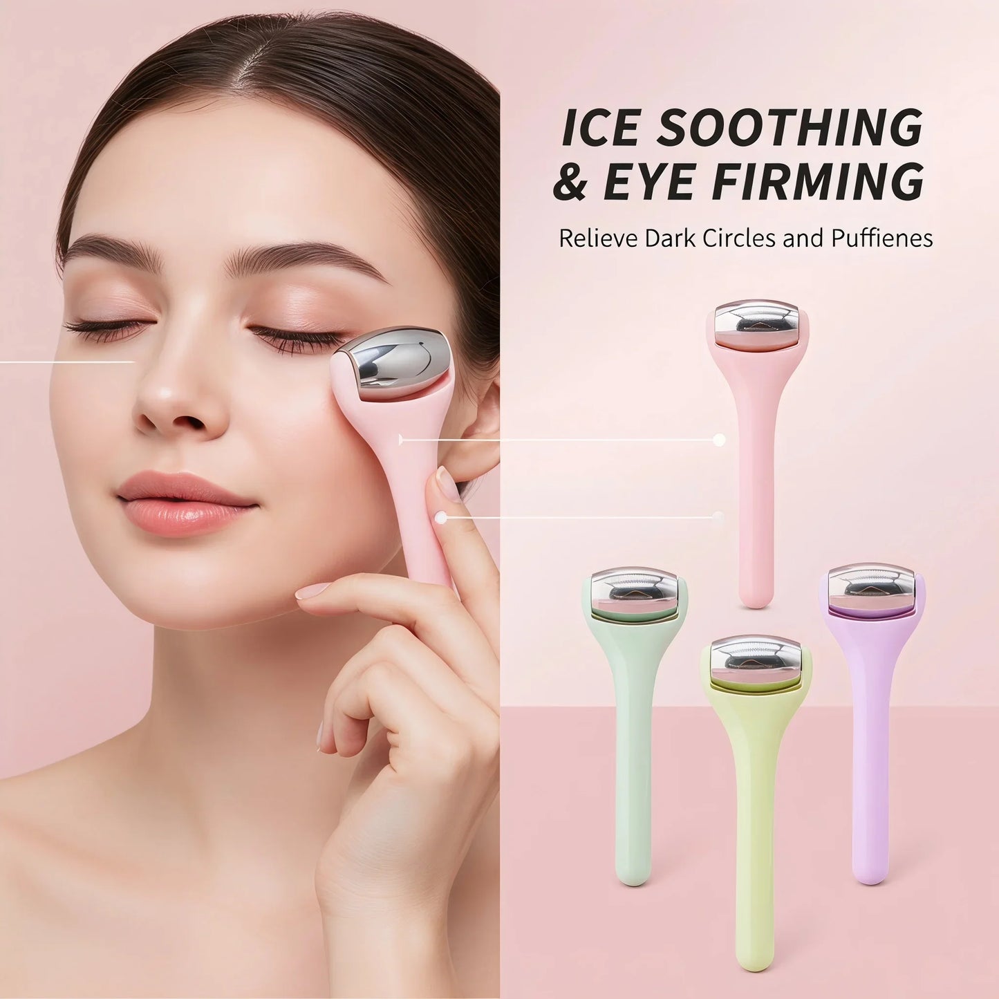 Ice Eye Roller, Cooling Stainless Steel Eye Massage Stick for Puffiness & Dark Circles, Skin Care Beauty Tool