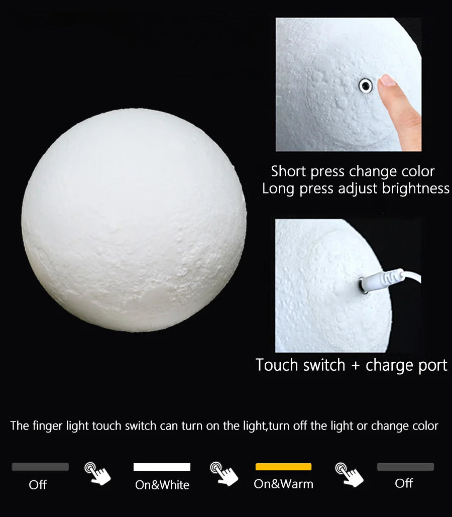 16 Colors LED Night Light for Kids 3D Printing Moon Light Remote Touch Control Moon Lamp for Kid Friend Birthday Gift