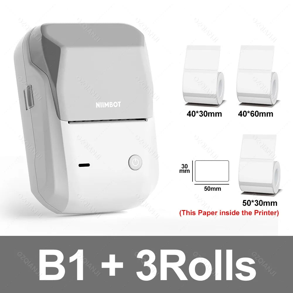 B1 Portable Thermal Printer with Tapes 2 Inch Adhesive Label Machine Mini Bluetooth Sticker Maker Waterproof Labels Roll