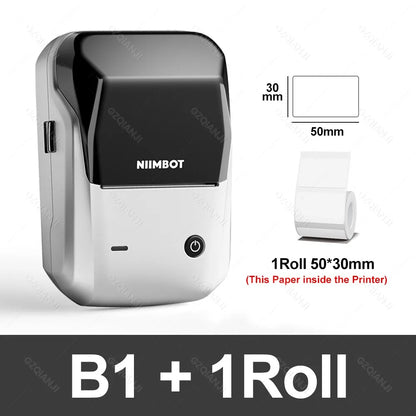 B1 Portable Thermal Printer with Tapes 2 Inch Adhesive Label Machine Mini Bluetooth Sticker Maker Waterproof Labels Roll