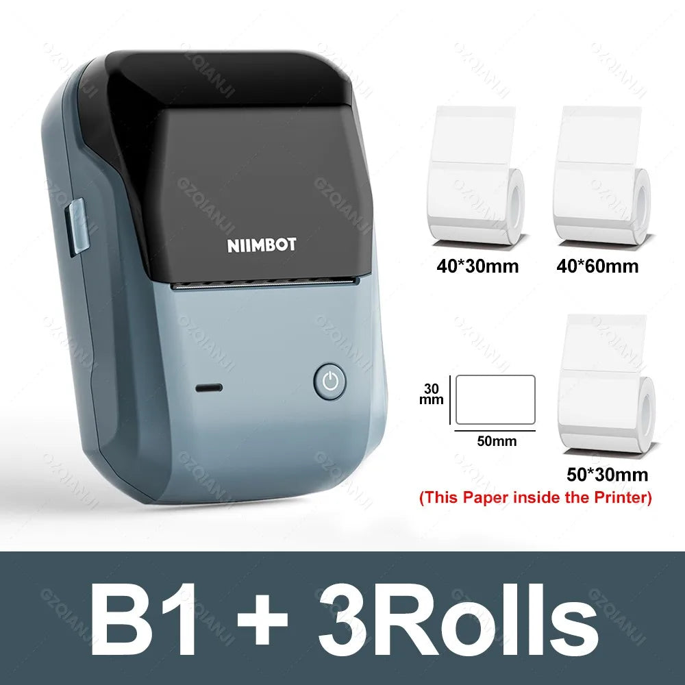 B1 Portable Thermal Printer with Tapes 2 Inch Adhesive Label Machine Mini Bluetooth Sticker Maker Waterproof Labels Roll