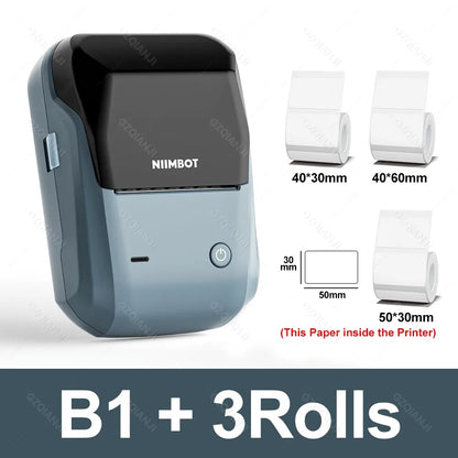 B1 Portable Thermal Printer with Tapes 2 Inch Adhesive Label Machine Mini Bluetooth Sticker Maker Waterproof Labels Roll
