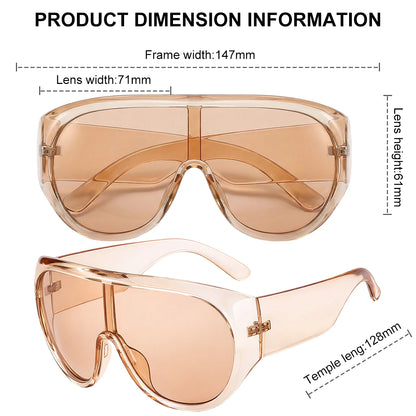 Y2K Oversized Shield Mask Sunglasses Women Futuristic Visor One-Piece Steampunk Big Frame Goggles Punk Shades Windproof Eyewear