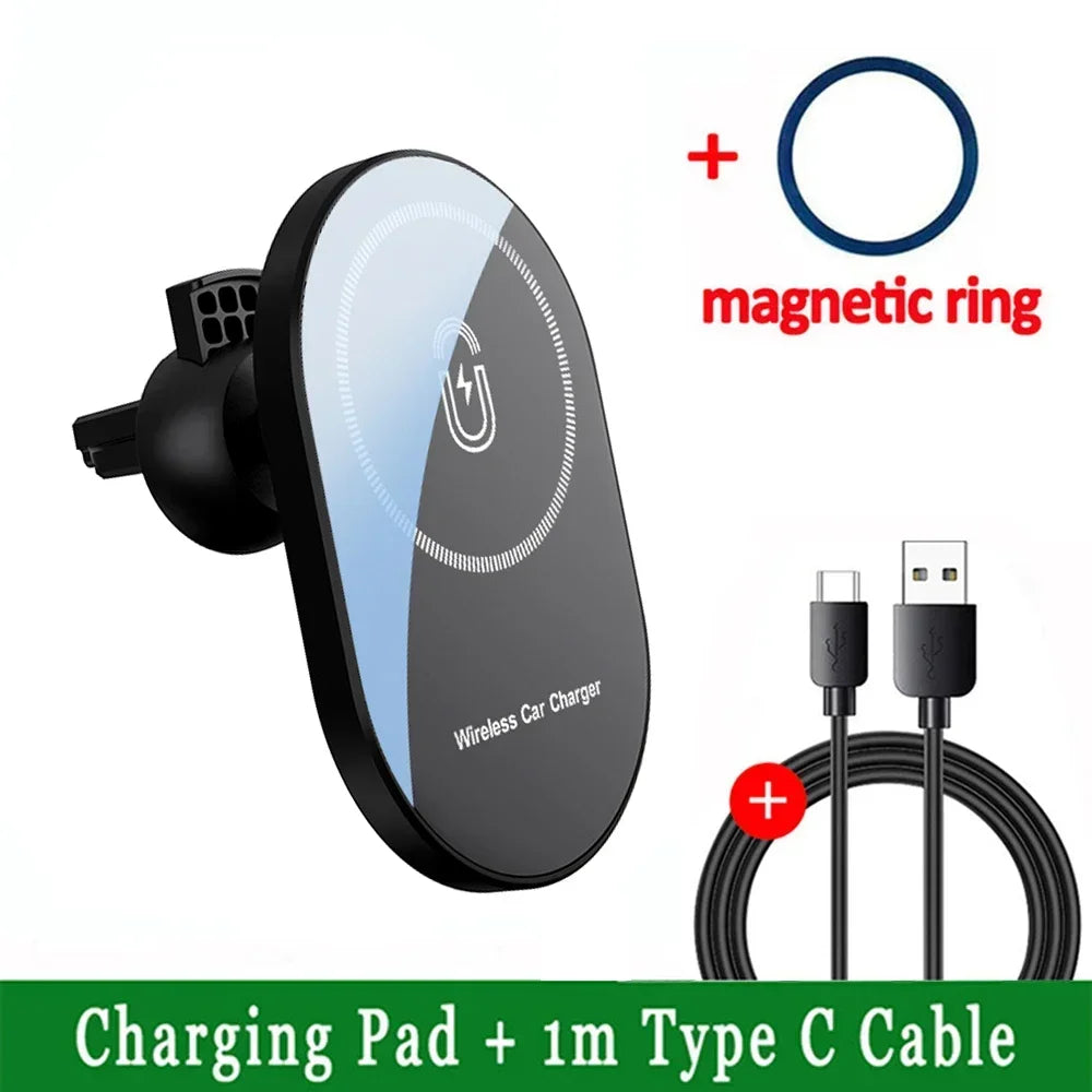15W Magnetic Car Wireless Chargers Air Vent Phone Holder for Magsafe Iphone 17 16 15 14 13 12 Pro Max Car Fast Charging Stand