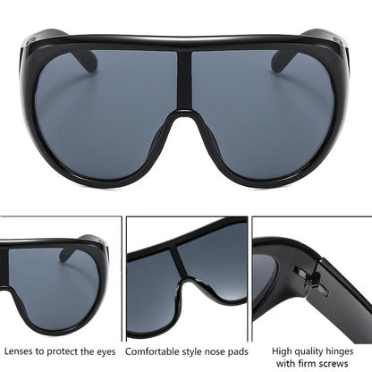 Y2K Oversized Shield Mask Sunglasses Women Futuristic Visor One-Piece Steampunk Big Frame Goggles Punk Shades Windproof Eyewear