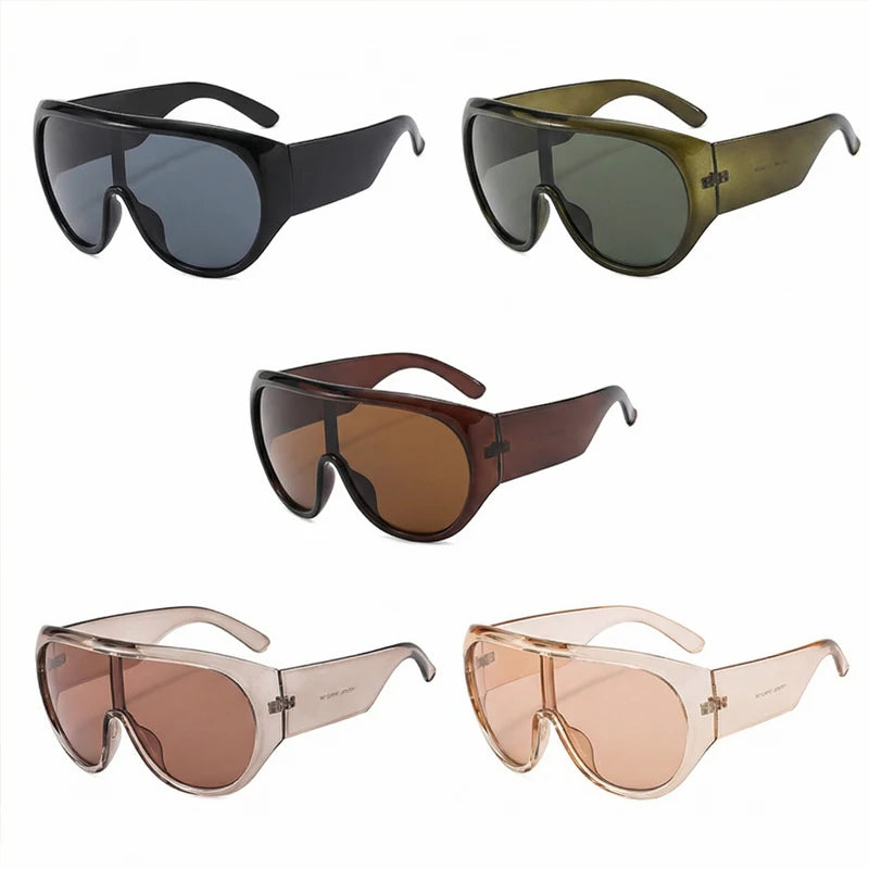 Y2K Oversized Shield Mask Sunglasses Women Futuristic Visor One-Piece Steampunk Big Frame Goggles Punk Shades Windproof Eyewear