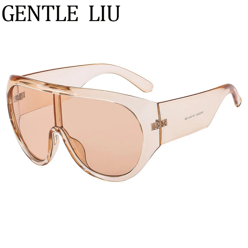 Y2K Oversized Shield Mask Sunglasses Women Futuristic Visor One-Piece Steampunk Big Frame Goggles Punk Shades Windproof Eyewear