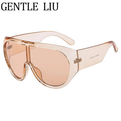 Y2K Oversized Shield Mask Sunglasses Women Futuristic Visor One-Piece Steampunk Big Frame Goggles Punk Shades Windproof Eyewear