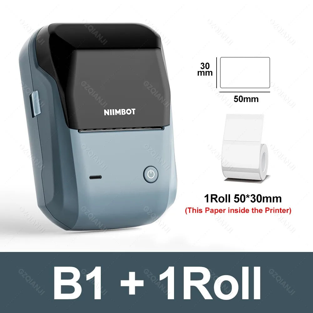 B1 Portable Thermal Printer with Tapes 2 Inch Adhesive Label Machine Mini Bluetooth Sticker Maker Waterproof Labels Roll