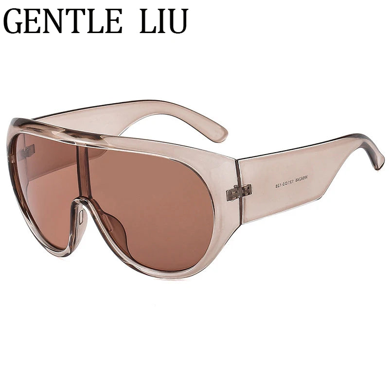 Y2K Oversized Shield Mask Sunglasses Women Futuristic Visor One-Piece Steampunk Big Frame Goggles Punk Shades Windproof Eyewear