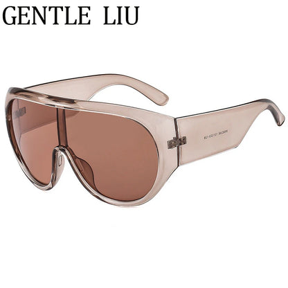Y2K Oversized Shield Mask Sunglasses Women Futuristic Visor One-Piece Steampunk Big Frame Goggles Punk Shades Windproof Eyewear