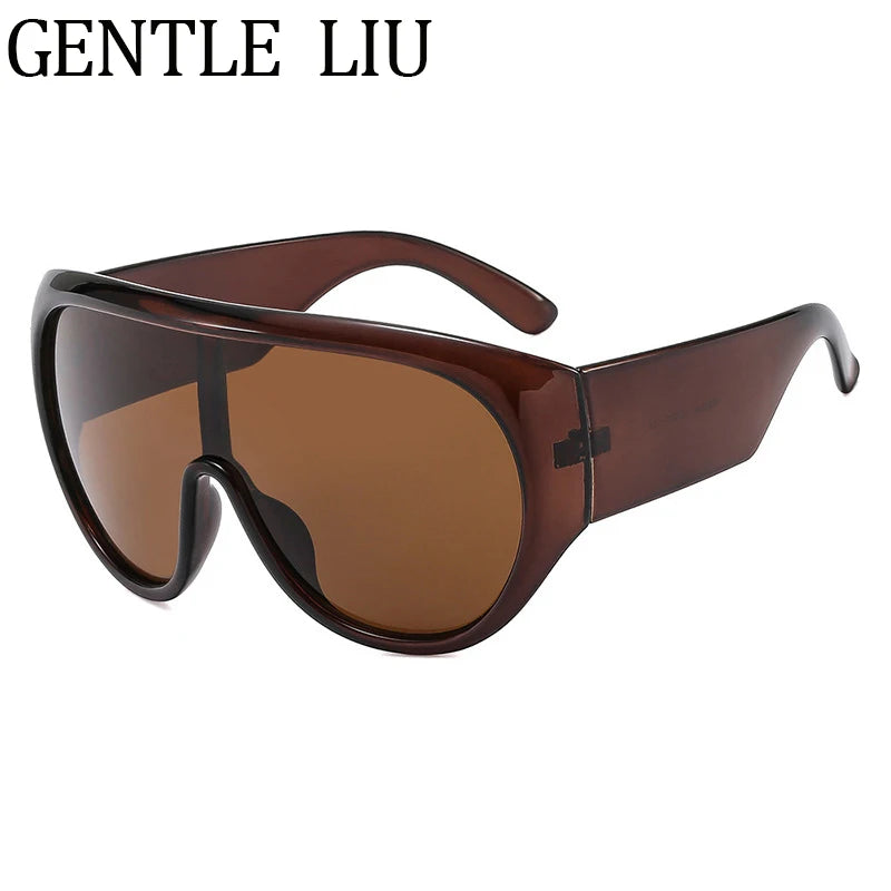 Y2K Oversized Shield Mask Sunglasses Women Futuristic Visor One-Piece Steampunk Big Frame Goggles Punk Shades Windproof Eyewear