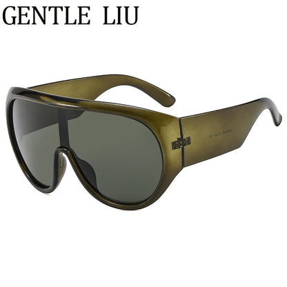 Y2K Oversized Shield Mask Sunglasses Women Futuristic Visor One-Piece Steampunk Big Frame Goggles Punk Shades Windproof Eyewear