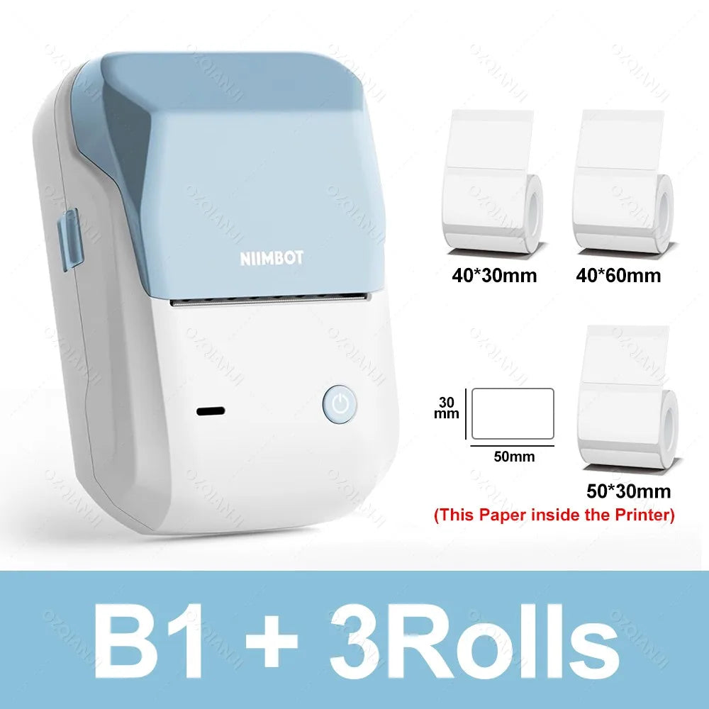 B1 Portable Thermal Printer with Tapes 2 Inch Adhesive Label Machine Mini Bluetooth Sticker Maker Waterproof Labels Roll