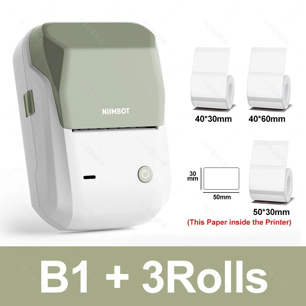 B1 Portable Thermal Printer with Tapes 2 Inch Adhesive Label Machine Mini Bluetooth Sticker Maker Waterproof Labels Roll