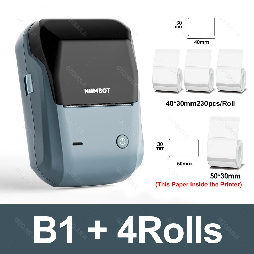 B1 Portable Thermal Printer with Tapes 2 Inch Adhesive Label Machine Mini Bluetooth Sticker Maker Waterproof Labels Roll