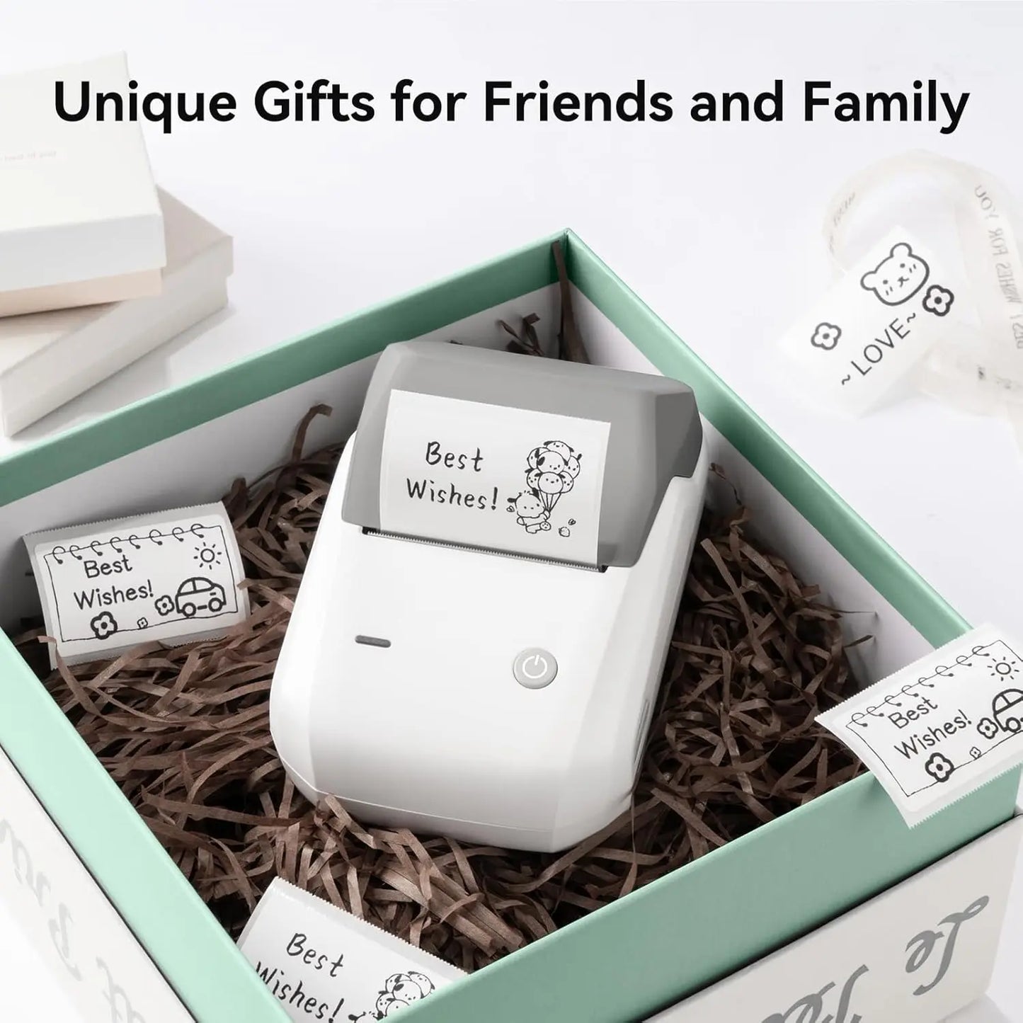 B1 Portable Thermal Printer with Tapes 2 Inch Adhesive Label Machine Mini Bluetooth Sticker Maker Waterproof Labels Roll
