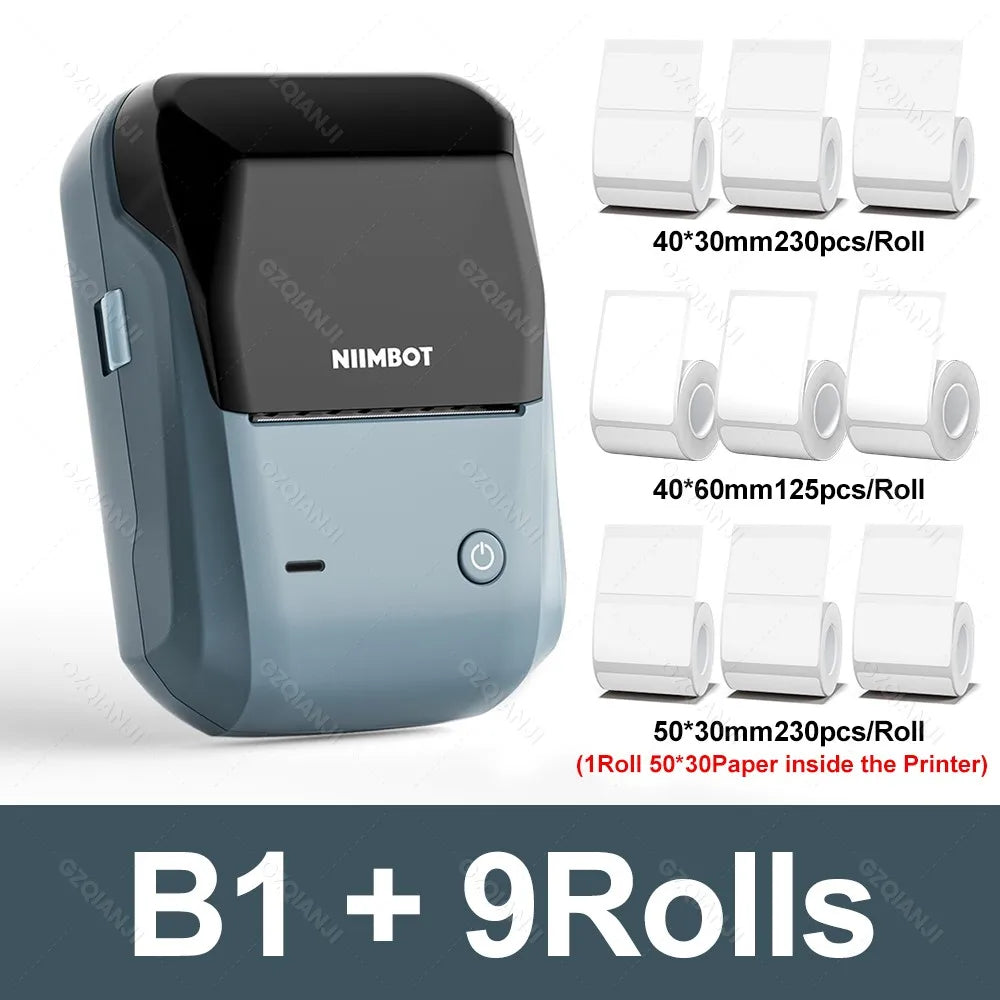 B1 Portable Thermal Printer with Tapes 2 Inch Adhesive Label Machine Mini Bluetooth Sticker Maker Waterproof Labels Roll