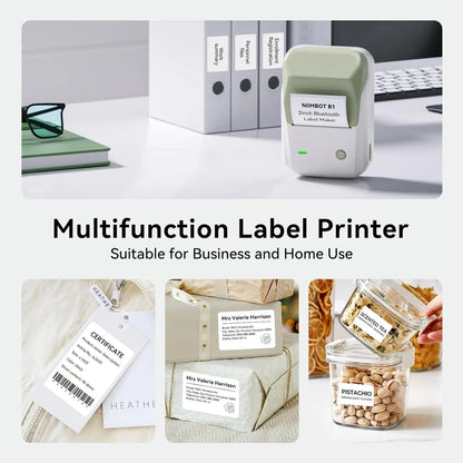B1 Portable Thermal Printer with Tapes 2 Inch Adhesive Label Machine Mini Bluetooth Sticker Maker Waterproof Labels Roll