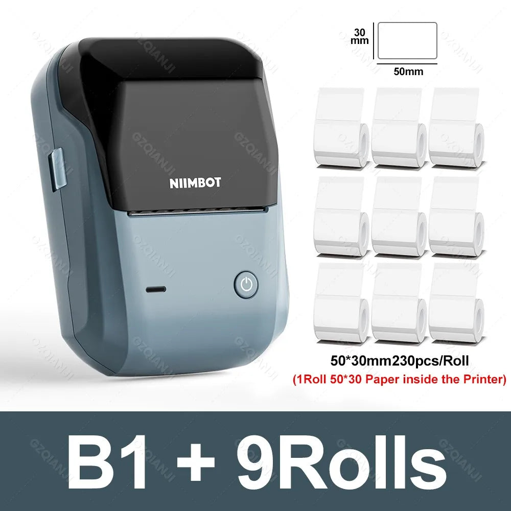 B1 Portable Thermal Printer with Tapes 2 Inch Adhesive Label Machine Mini Bluetooth Sticker Maker Waterproof Labels Roll