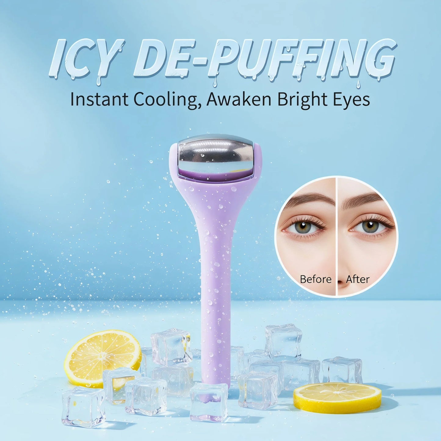 Ice Eye Roller, Cooling Stainless Steel Eye Massage Stick for Puffiness & Dark Circles, Skin Care Beauty Tool